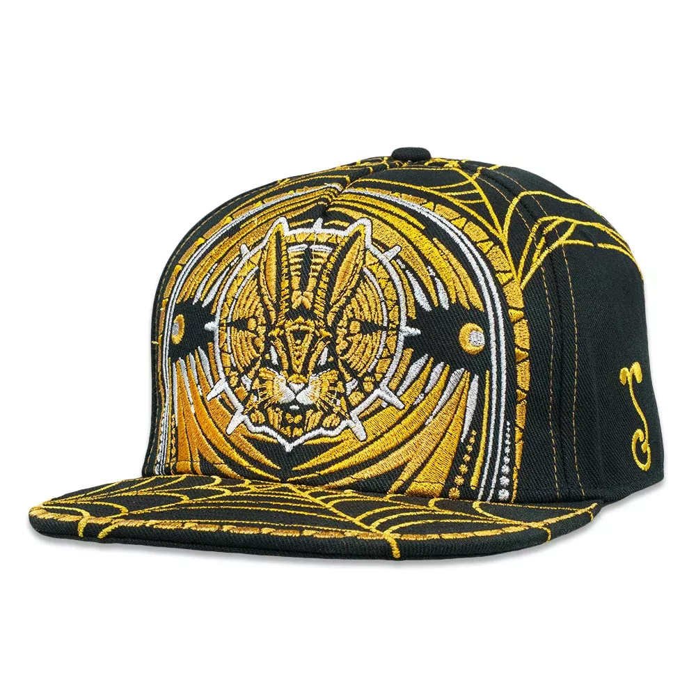 Psychedelic Bunny Gold Fitted Hat