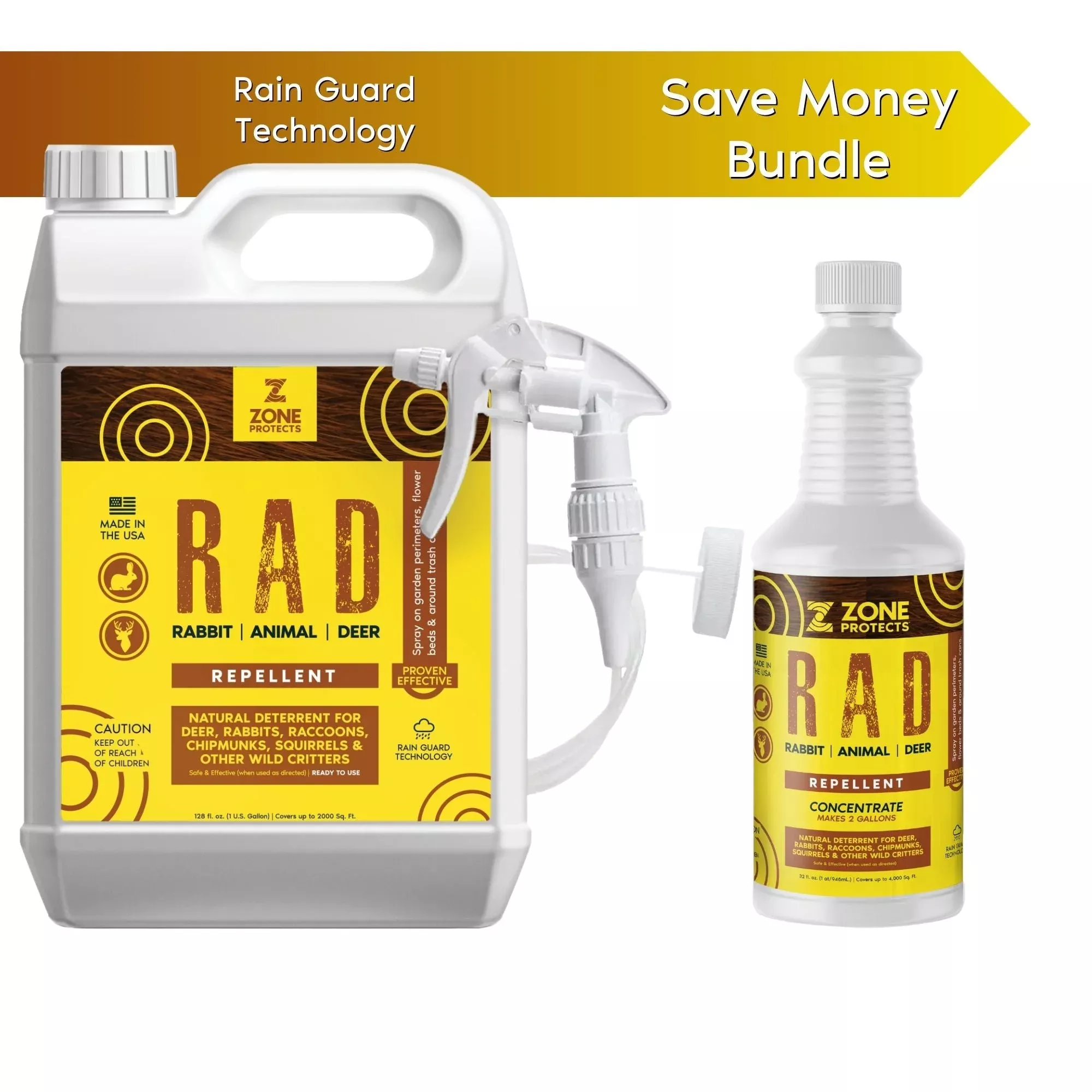 R.A.D.; Rabbit, Animal, Deer Repellent Gallon + Concentrate Bundle