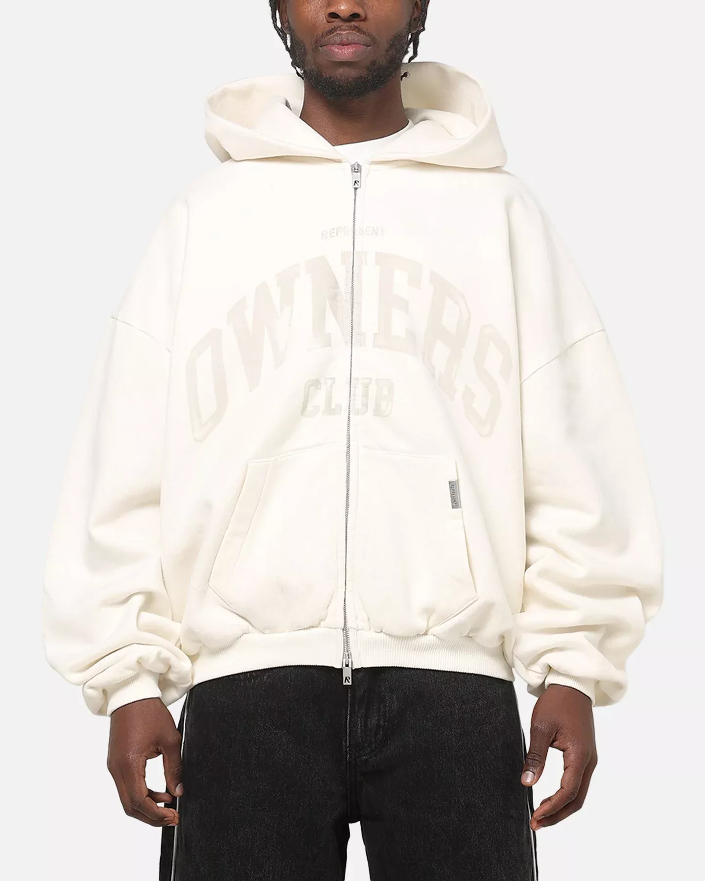 Represent Oweners Zip Through Hoodie Chalk