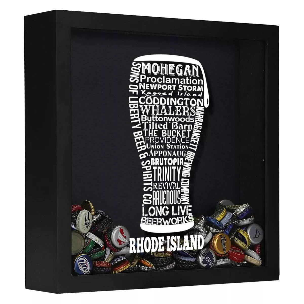 Rhode Island Beer Typography Shadow Box