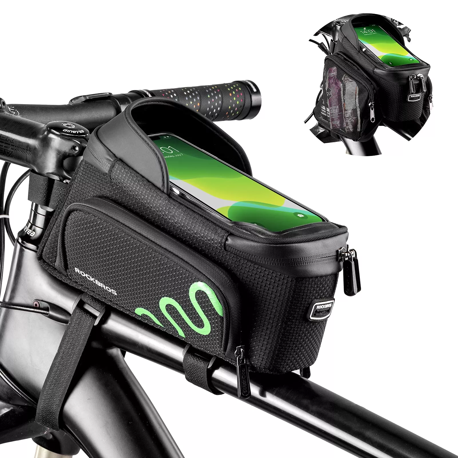 ROCKBROS Bike Phone Mount Frame Bag Bike Bicycle Phone Holder with Side Bags