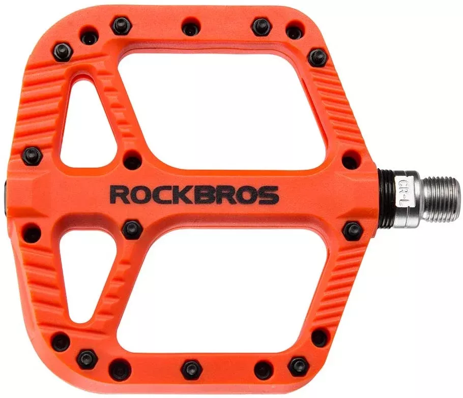 ROCKBROS Extra Large Mountain Bike Pedals Nylon Composite Bearing 9/16"-ORANGE
