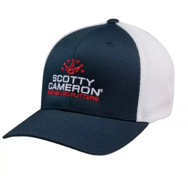 Scotty Cameron Crown Stacked Flexfit Mesh Trucker Cap Navy/White
