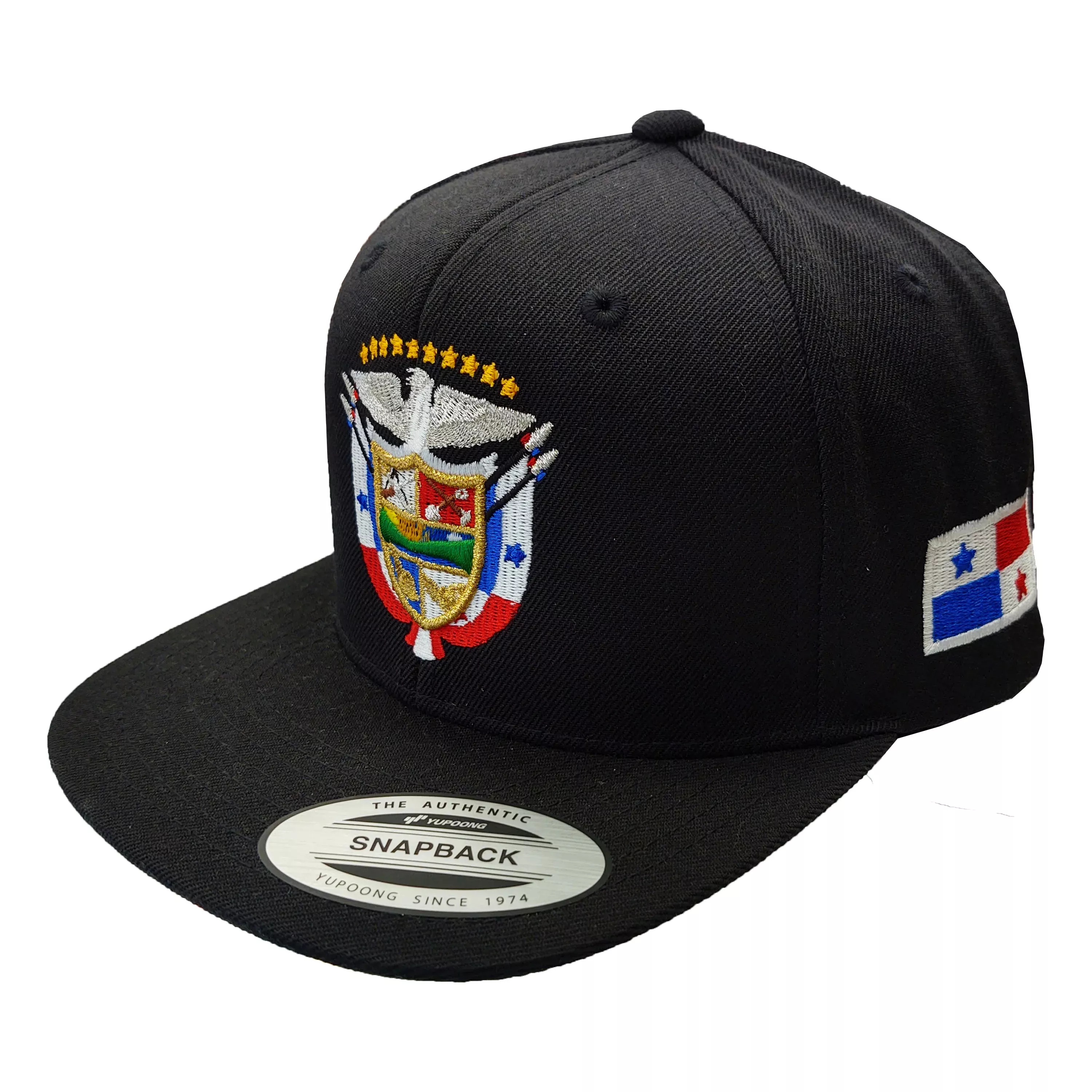 SnapBack Panama Hats with Embroidered Panama Shield and Flag