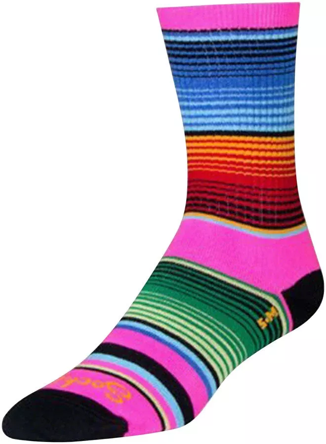 SockGuy Crew Siesta Socks - 6" Pink/Multi-Color Large/X-Large