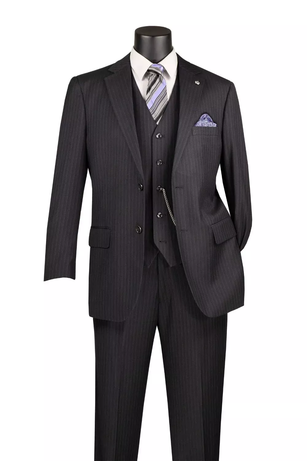 Sovana Collection - Regular Fit 3-Piece Suit 2 Button Tone-on-Tone Stripe