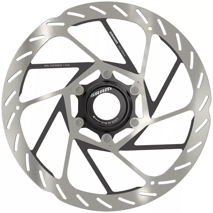 SRAM HS2 Disc Brake Rotor - 200mm Center Lock Rounded Silver/Black