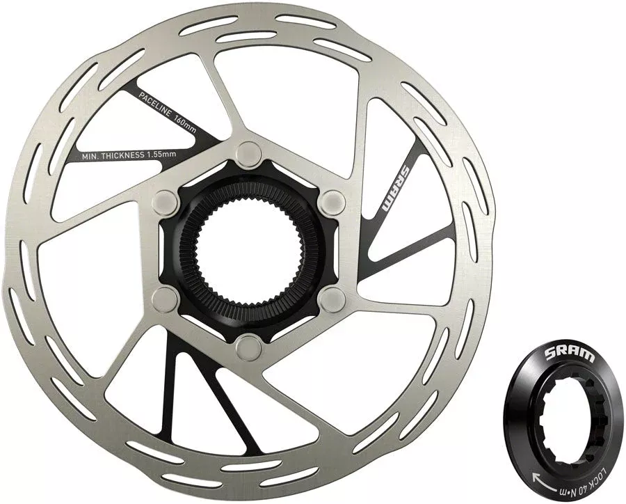 SRAM Paceline Disc Brake Rotor - 160mm Center Lock 1.85mm Includes Internal Tooled Lockring