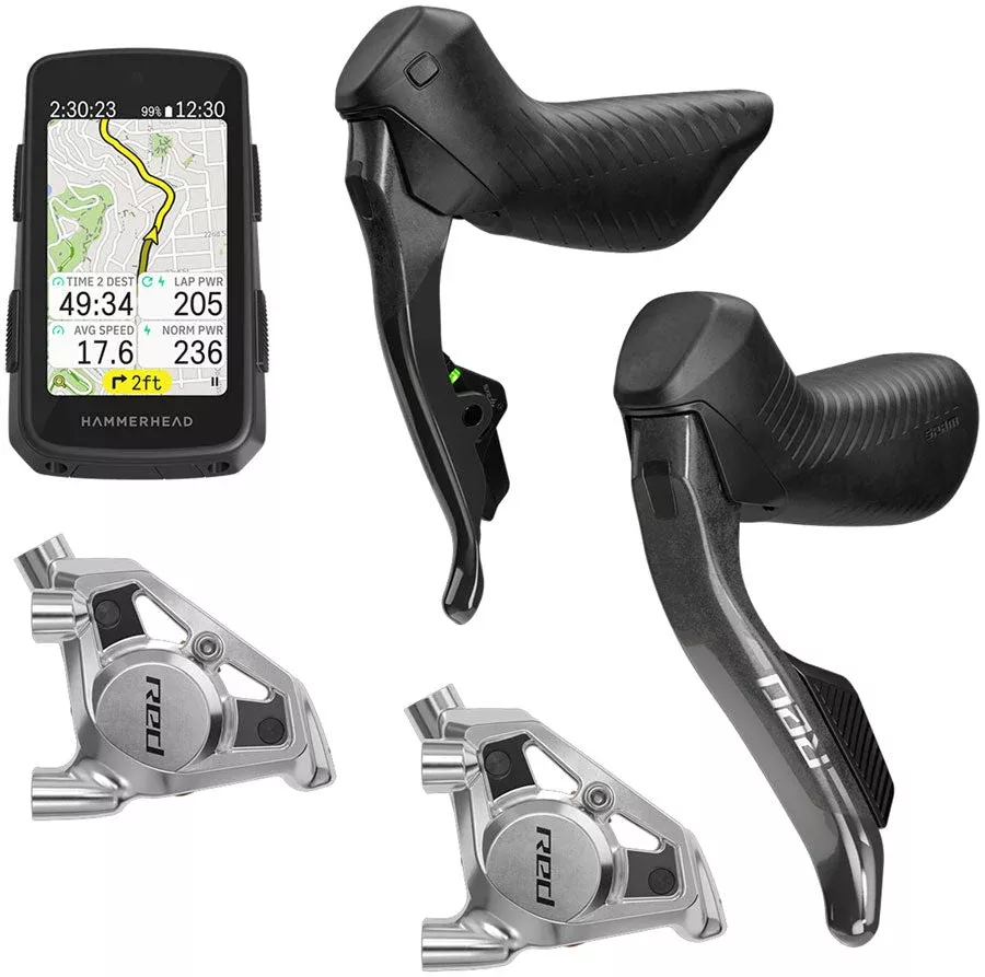 SRAM RED eTap AXS Upgrade Kit - Right Left HRD Shift/Brake Levers Flat Mount Calipers Hammerhead Karoo E1