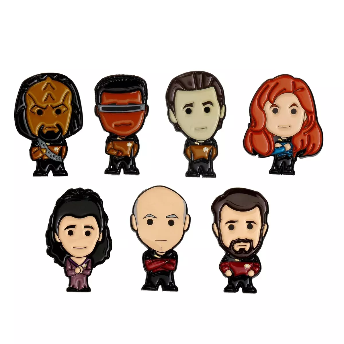 Star Trek The Next Generation Chibi Characters 7 Piece Pin Badge Set