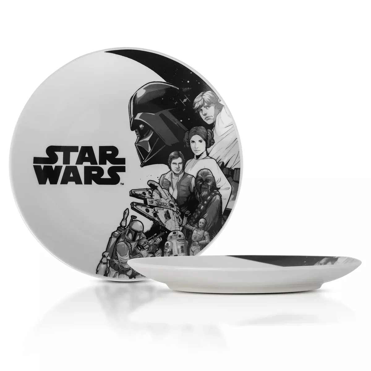 Star Wars - Black-and-White Collage 8-Inch Ceramic Coupe Dinner Plate