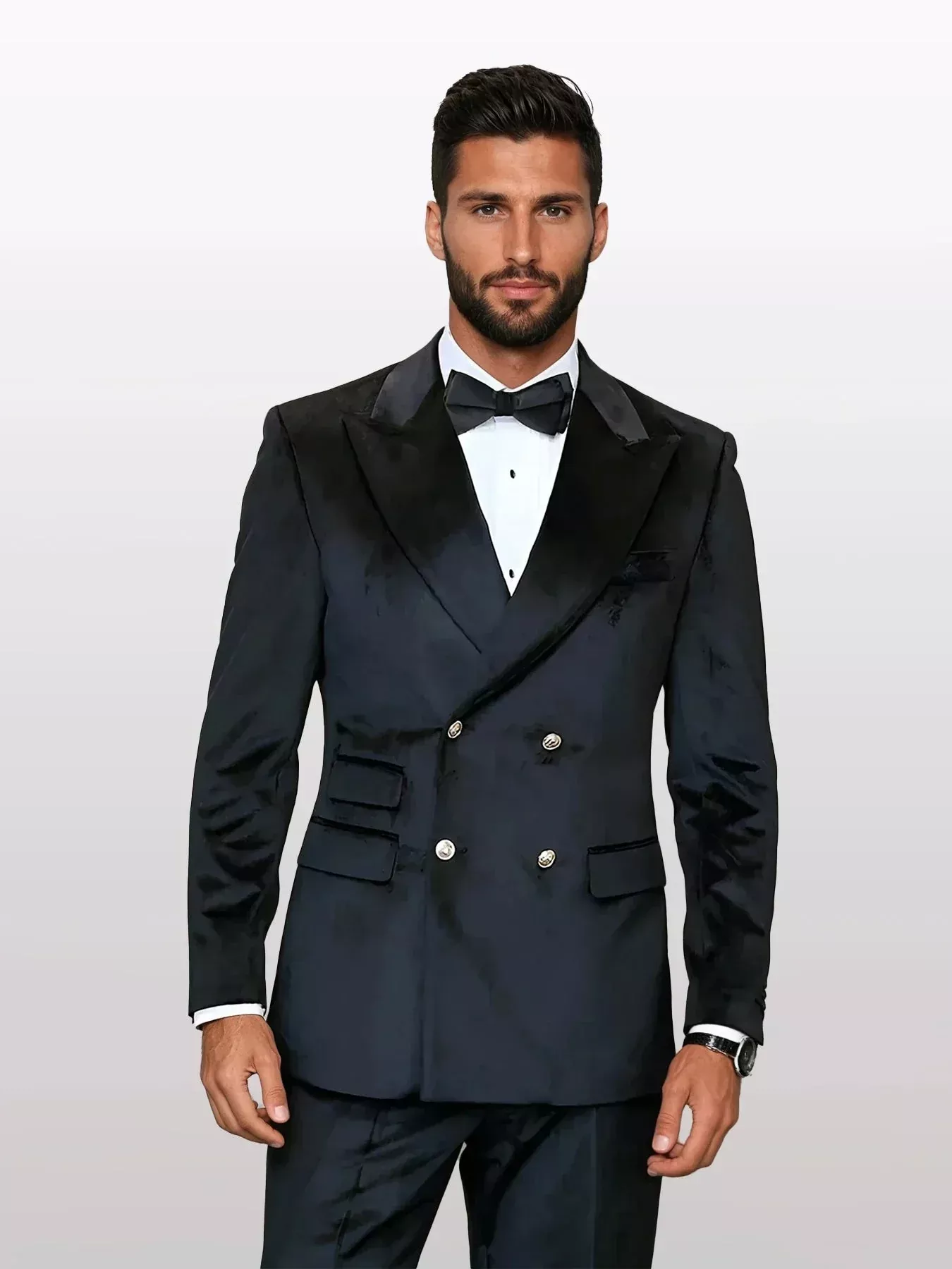 Statement Men's Black Double Breasted Velvet Suits