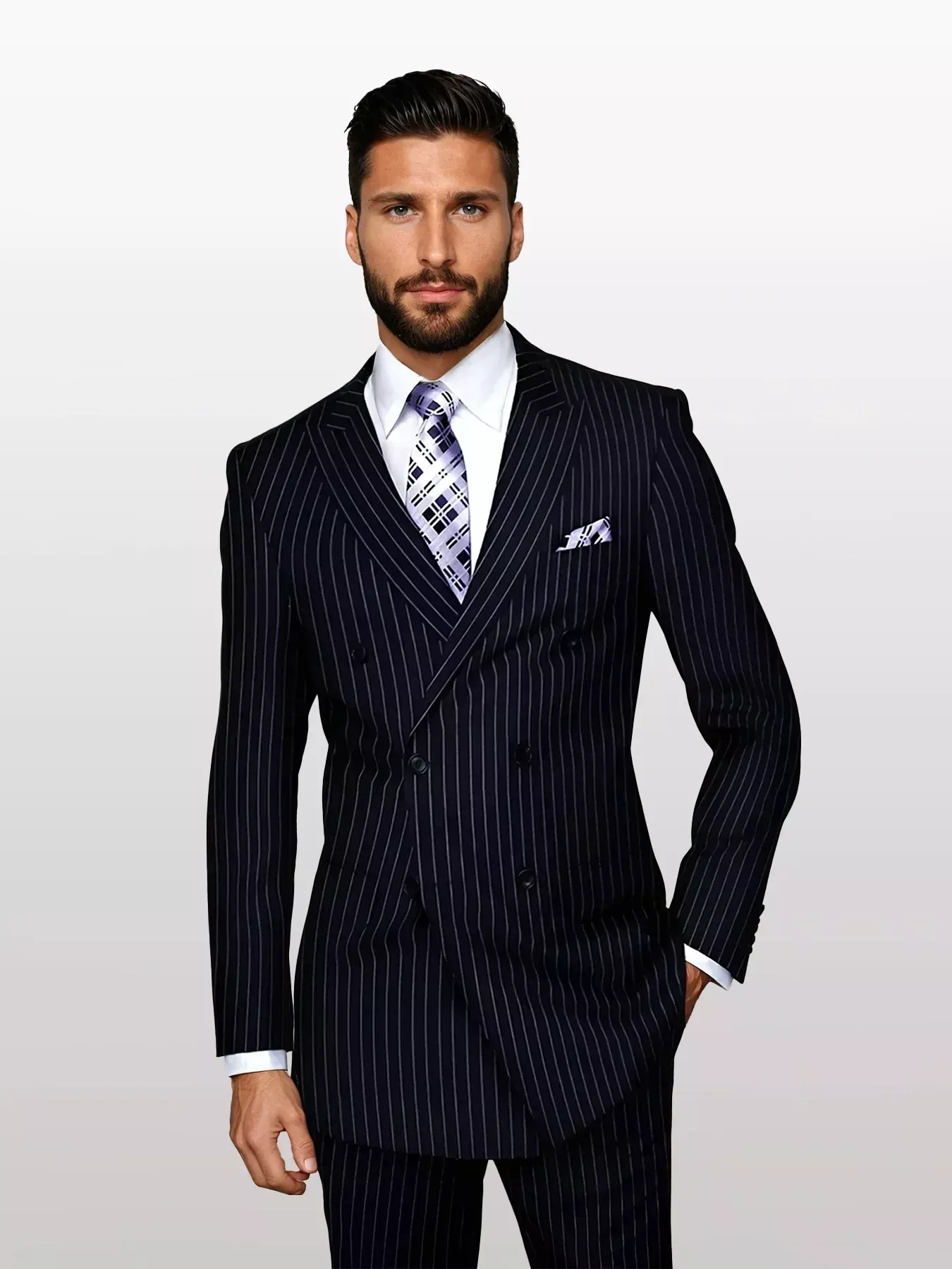Statement Men's Navy Pin Stripe Double Breasted Suits