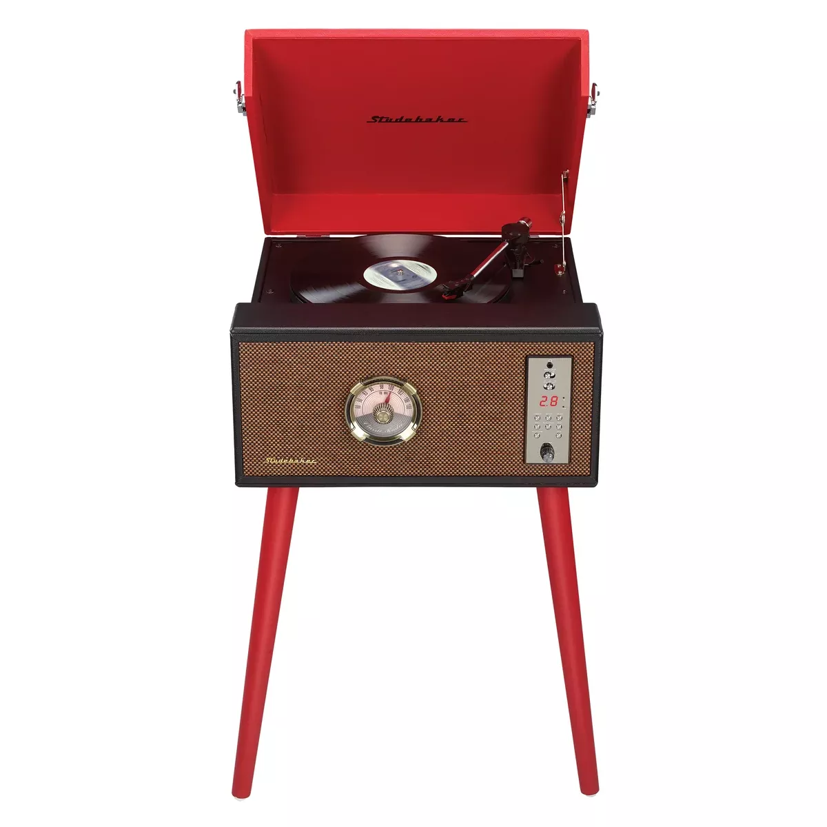 Studebaker Floor Stand Turntable with Bluetooth Receiver, CD Player, Analog FM Radio, MDF Wood Cabinet, 2 x 3W RMS speakers