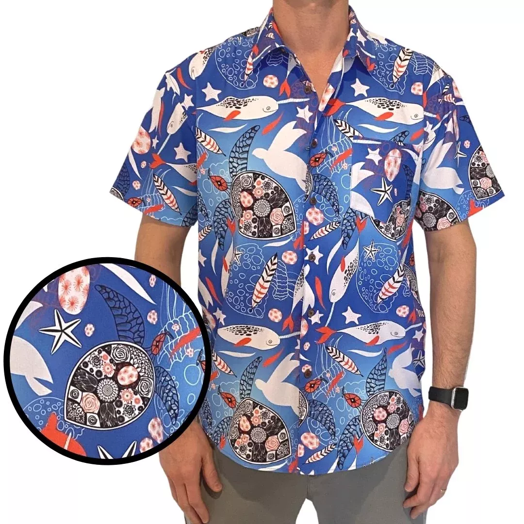 Super Stretch - Blue Abyss Hawaiian Shirt