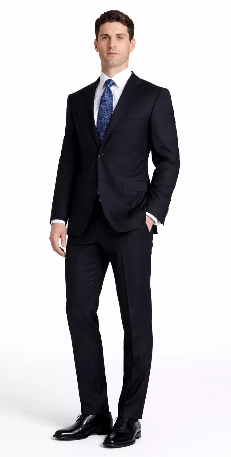 Tiglio Black, Gray, Navy Blue Stripe Two-button Wool Suit 3 Fabrics