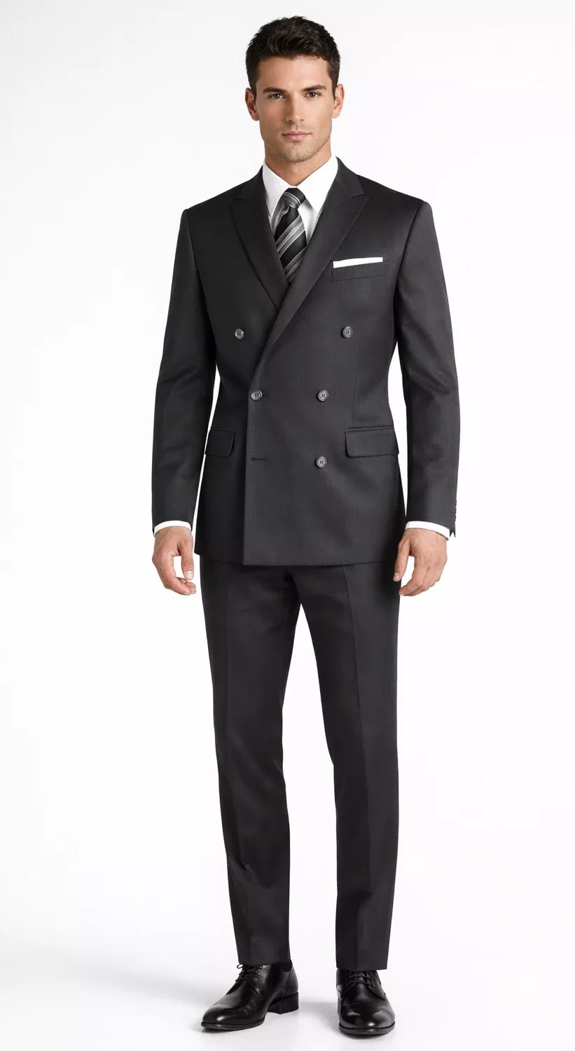 Tiglio Double-Breast Black, Grey, or Navy Wool Suit