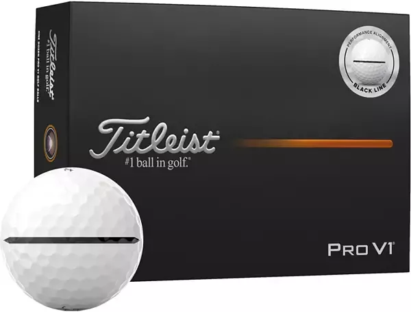Titleist 2025 Pro V1 Performance Alignment Black Line White Golf Balls