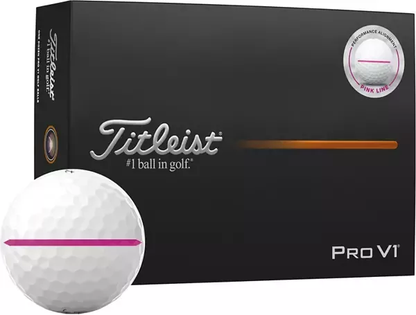 Titleist 2025 Pro V1 Performance Alignment Pink Line Golf Balls
