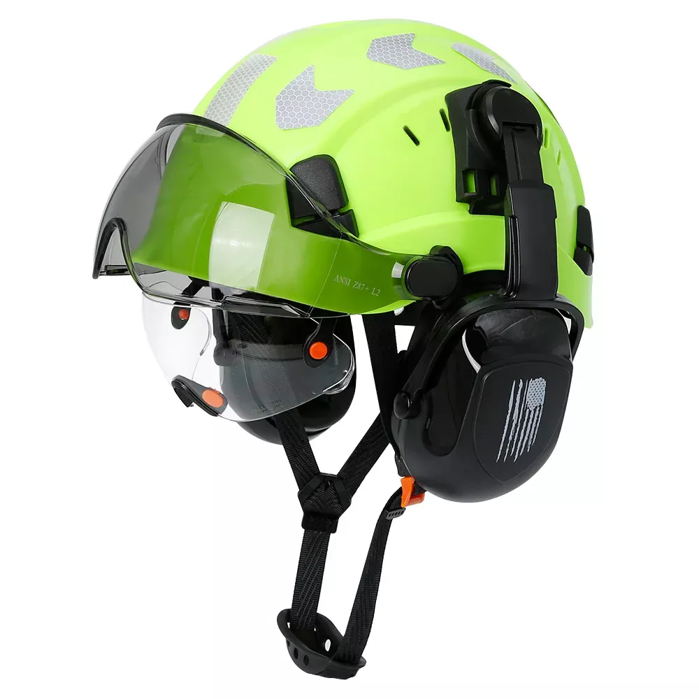 Total Head Protection: Safety Helmet with Visor and Earmuffs