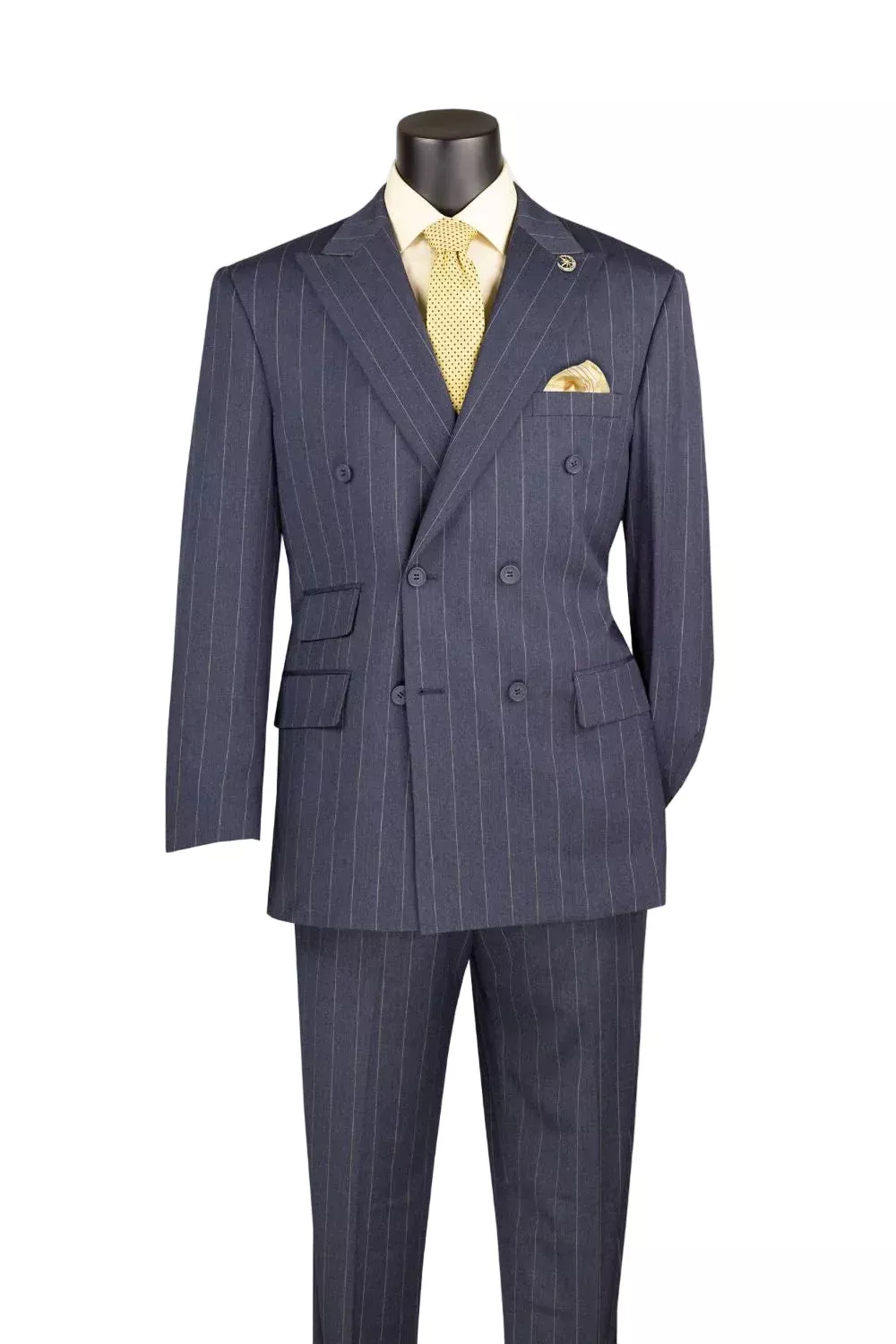 Tuscany Collection - Regular Fit 2-Piece Pinstripe Double Breasted Suit