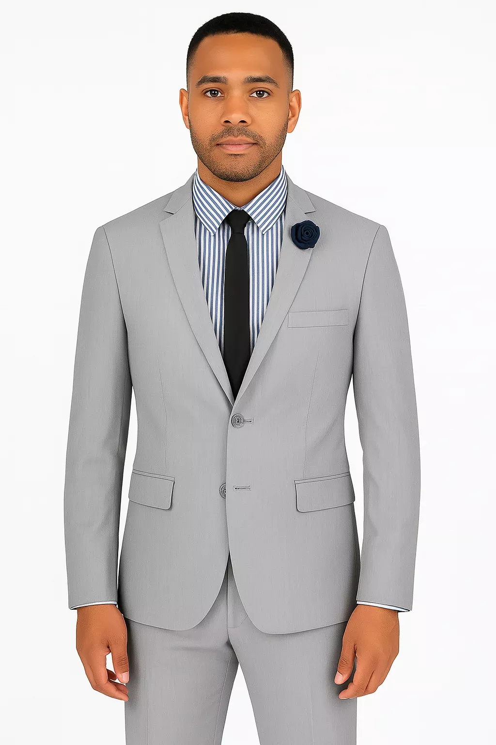 Ultra Slim Fit 2 Piece Suit Stretch Fabric in Solid Gray