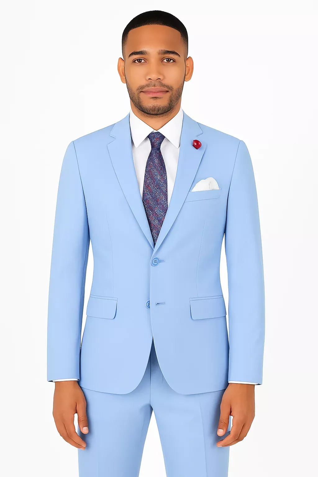 Ultra Slim Fit 2 Piece Suit Stretch Fabric in Solid Light Blue