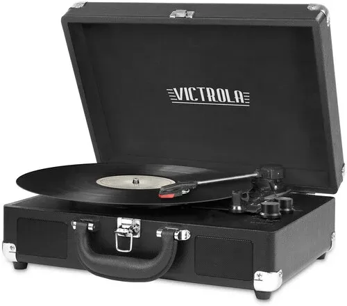 Victrola Journey Bluetooth Wireless Suitcase Turntable 3 Speed (Black)