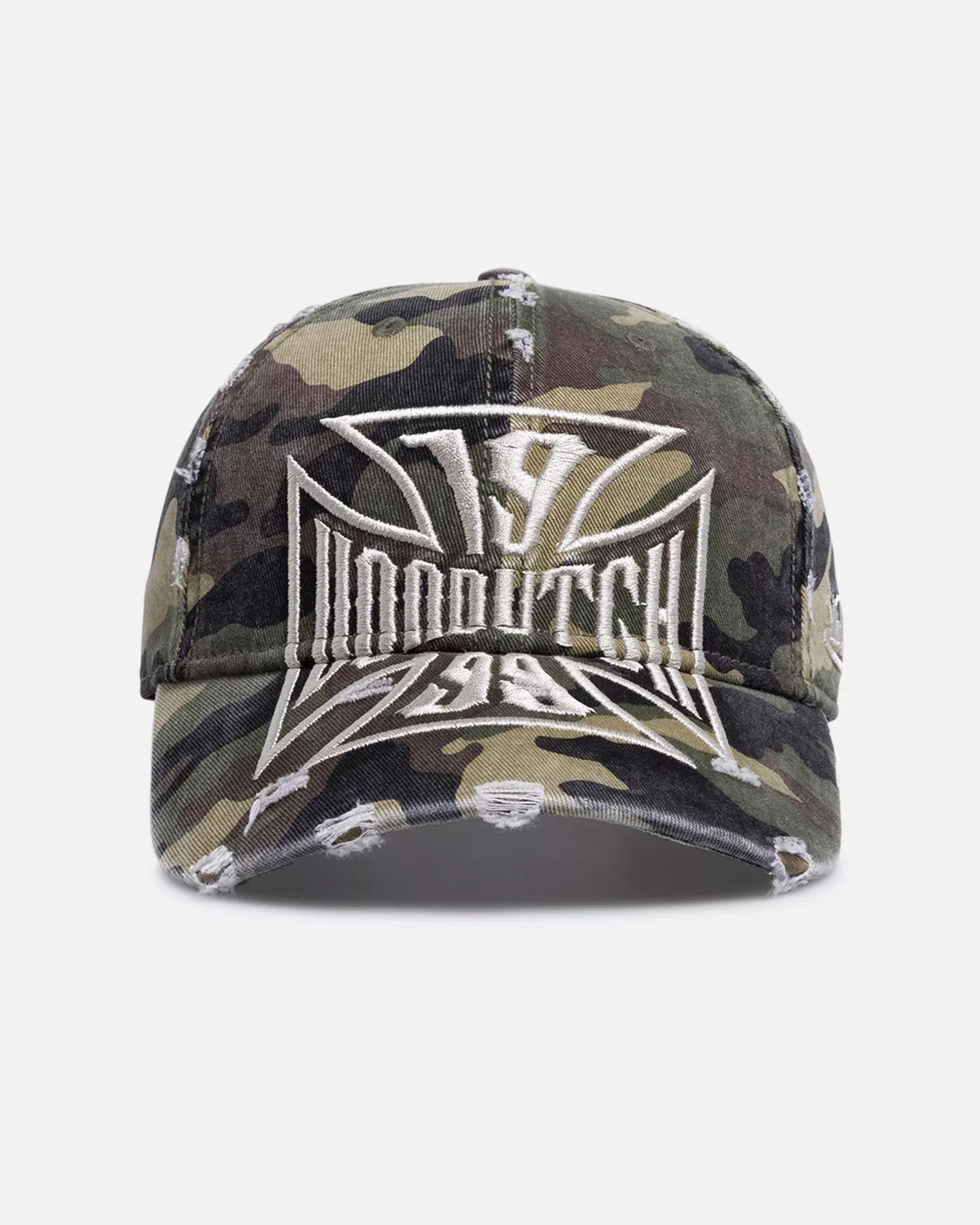 Von Dutch Cross Distressed Strapback Cap Camo