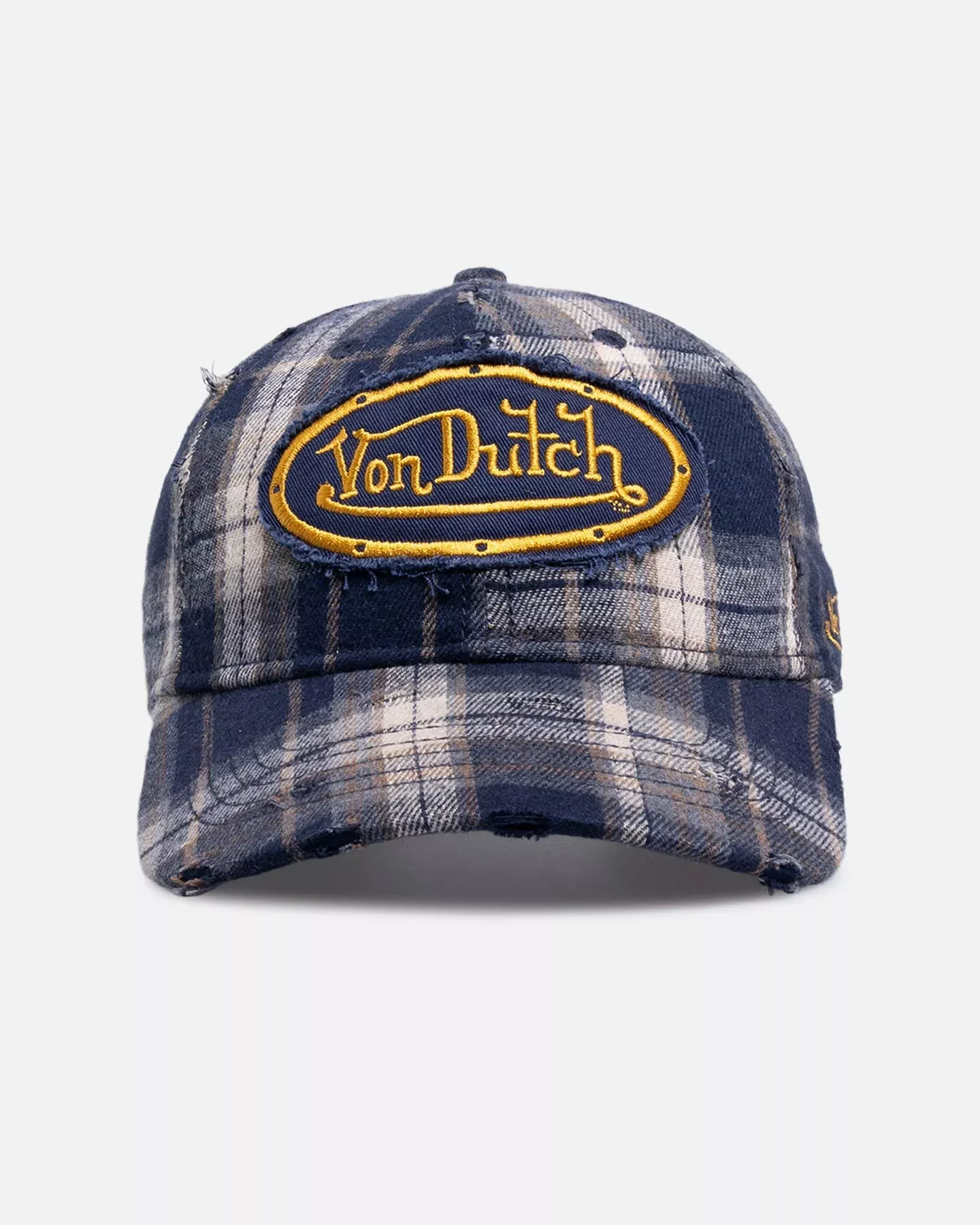 Von Dutch Gingham Dad Strapback Cap Blue