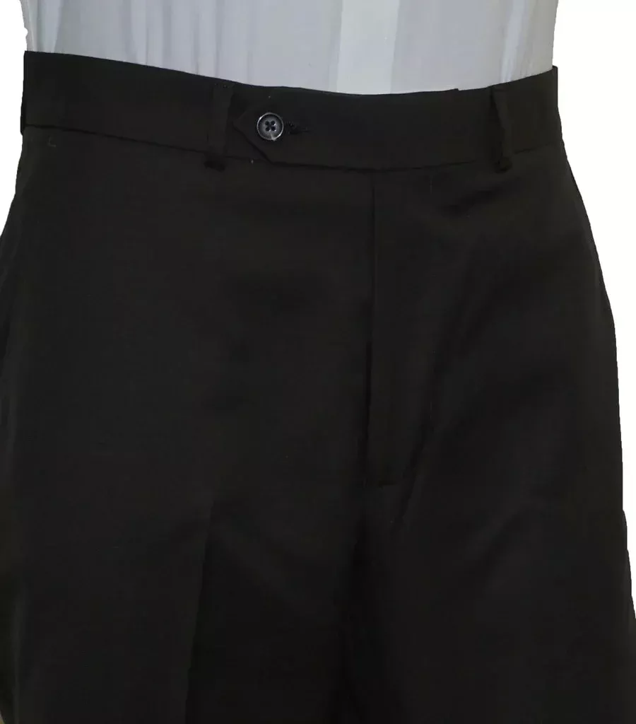 Washable Wool Blend Flat Front Brown Pants