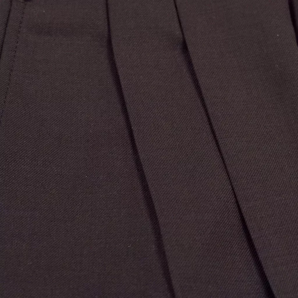 Washable Wool Blend Pleated Brown Pants