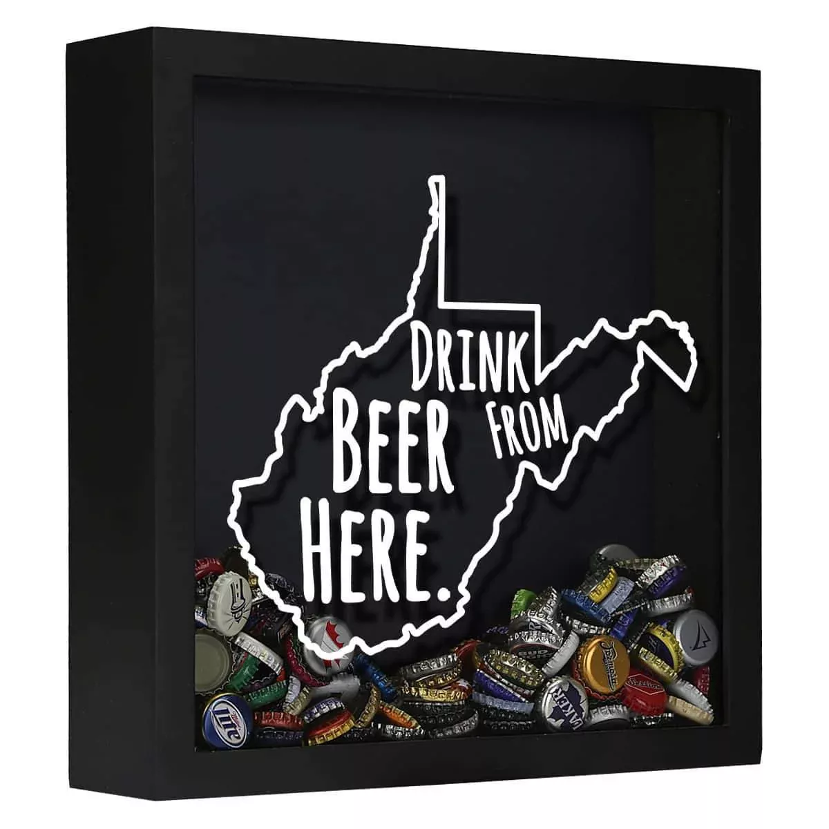 West Virginia Drink Beer From Here Beer Cap Shadow Box