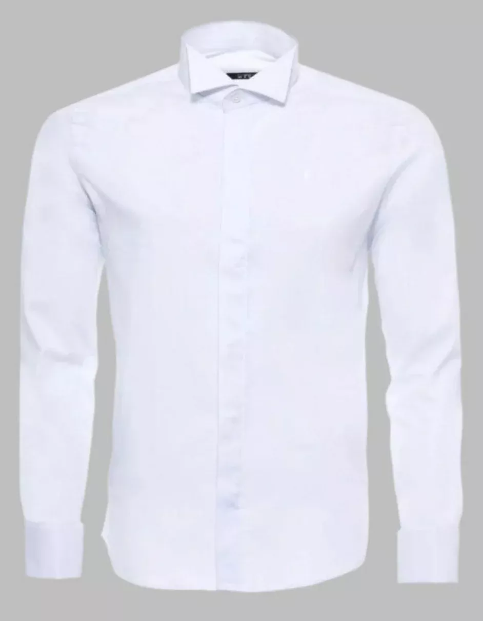 White Plain Stand Collar Formal Tuxedo Shirt