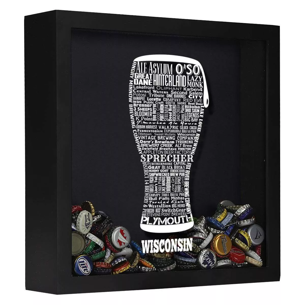 Wisconsin Beer Typography Shadow Box