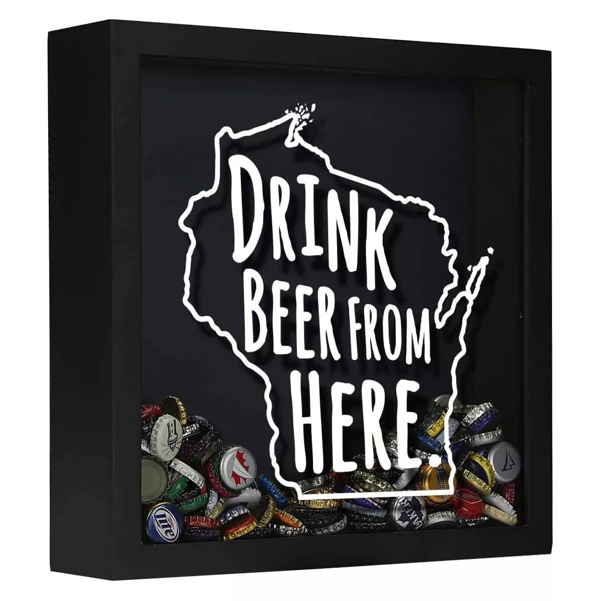 Wisconsin Drink Beer From Here Beer Cap Shadow Box