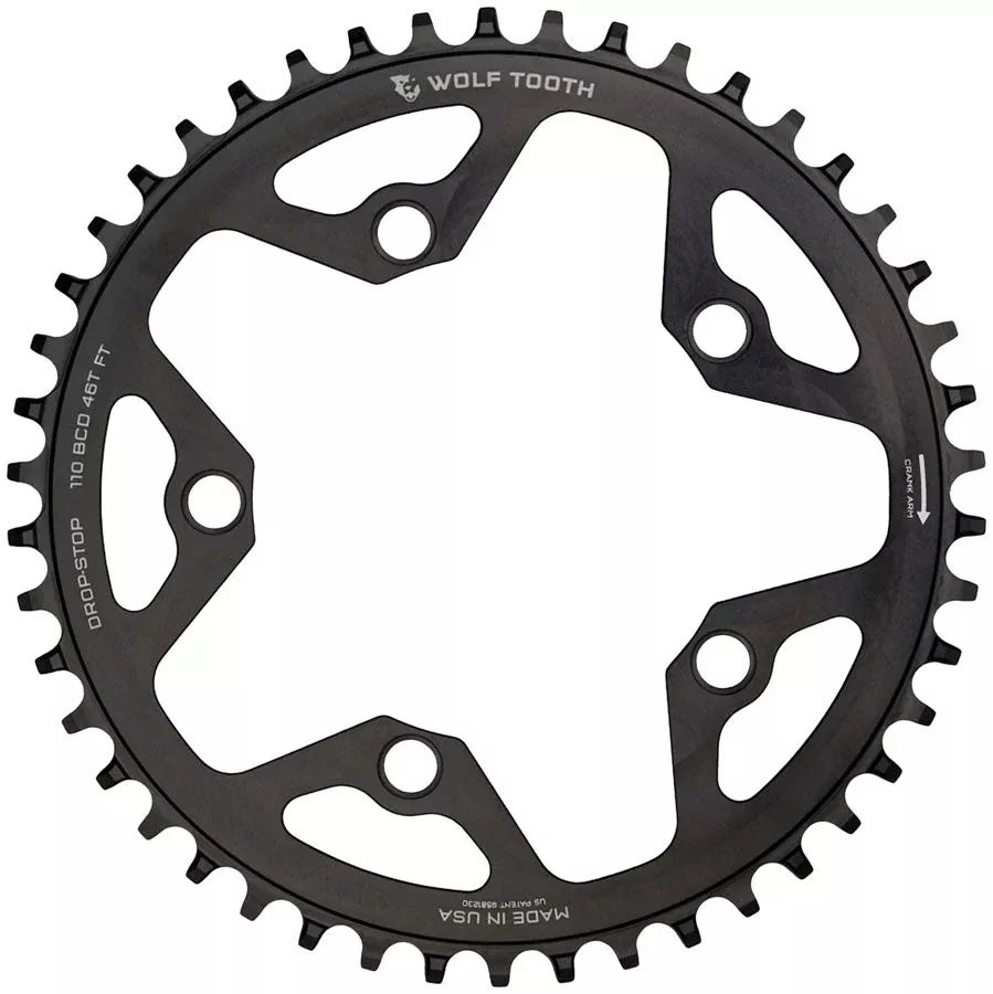 Wolf Tooth 110 BCD Cyclocross Road Chainring - 42t 110 BCD 5-Bolt Drop-Stop BBLK