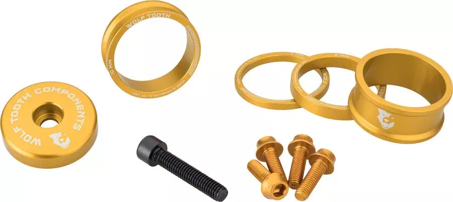 Wolf Tooth BlingKit: Headset Spacer Kit 3 510 15mm Gold