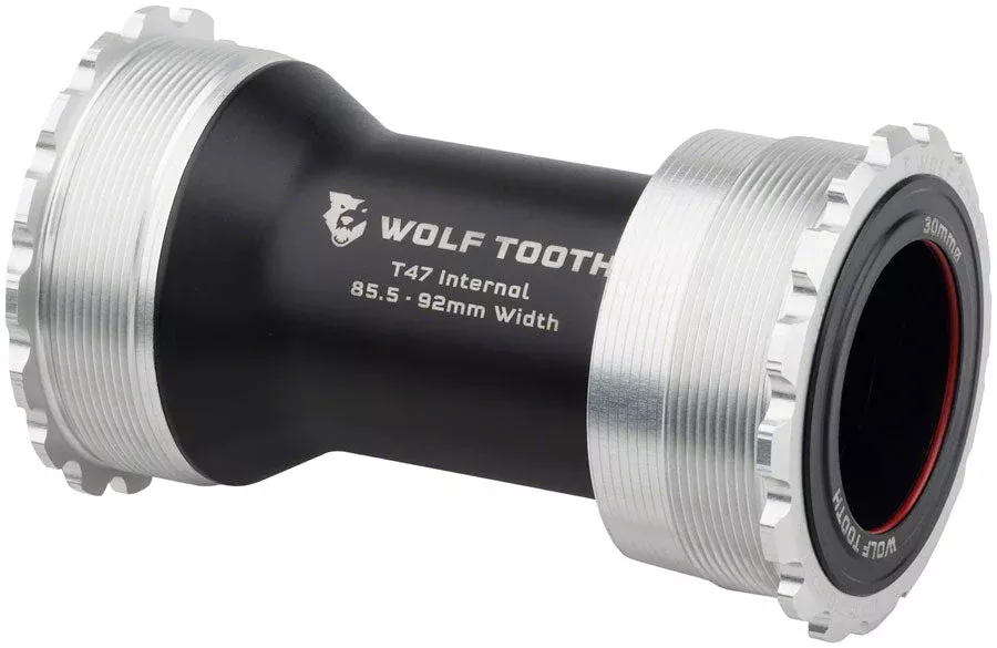 Wolf Tooth Bottom Bracket - T47 Inboard 85.5/92mm For 30mm Spindle Raw Silver