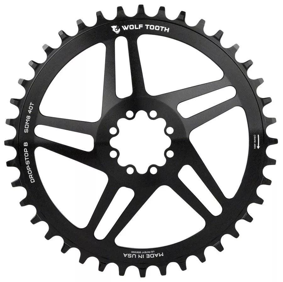 Wolf Tooth Direct Mount Chainring - 42t SRAM Direct Mount Drop-Stop B For SRAM 8-Bolt Cranksets 6mm Offset Raw Silver