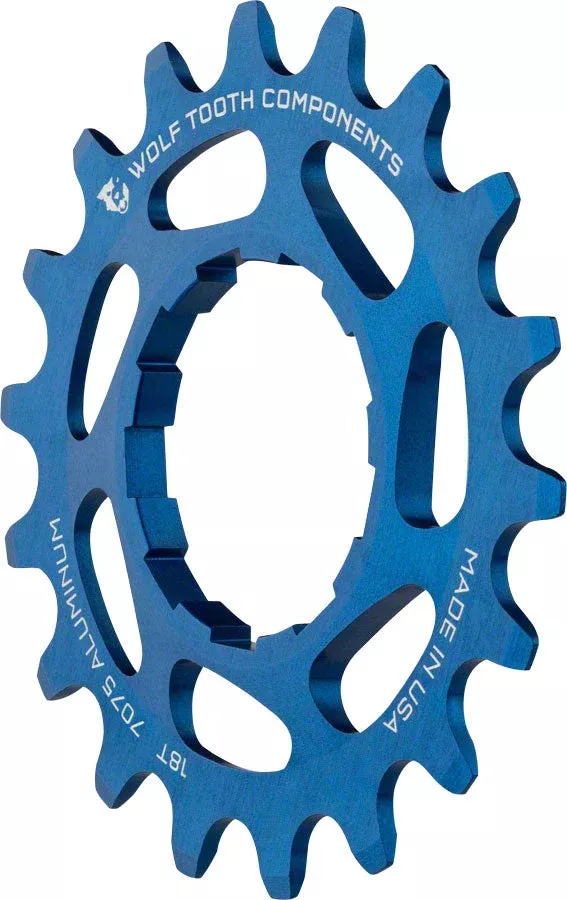 Wolf Tooth Single Speed Aluminum Cog - 18t Compatible with 3/32" Chains Blue