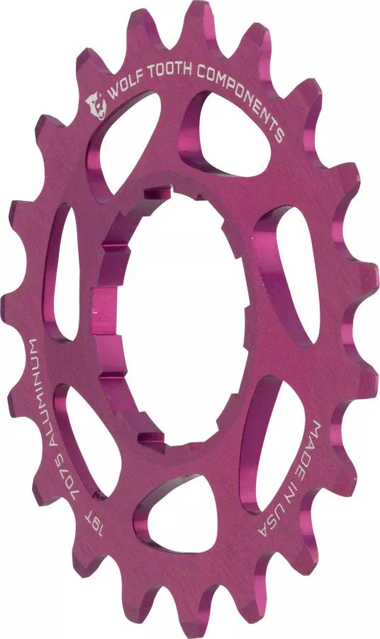 Wolf Tooth Single Speed Aluminum Cog - 19t Compatible 3/32" Chains Purple