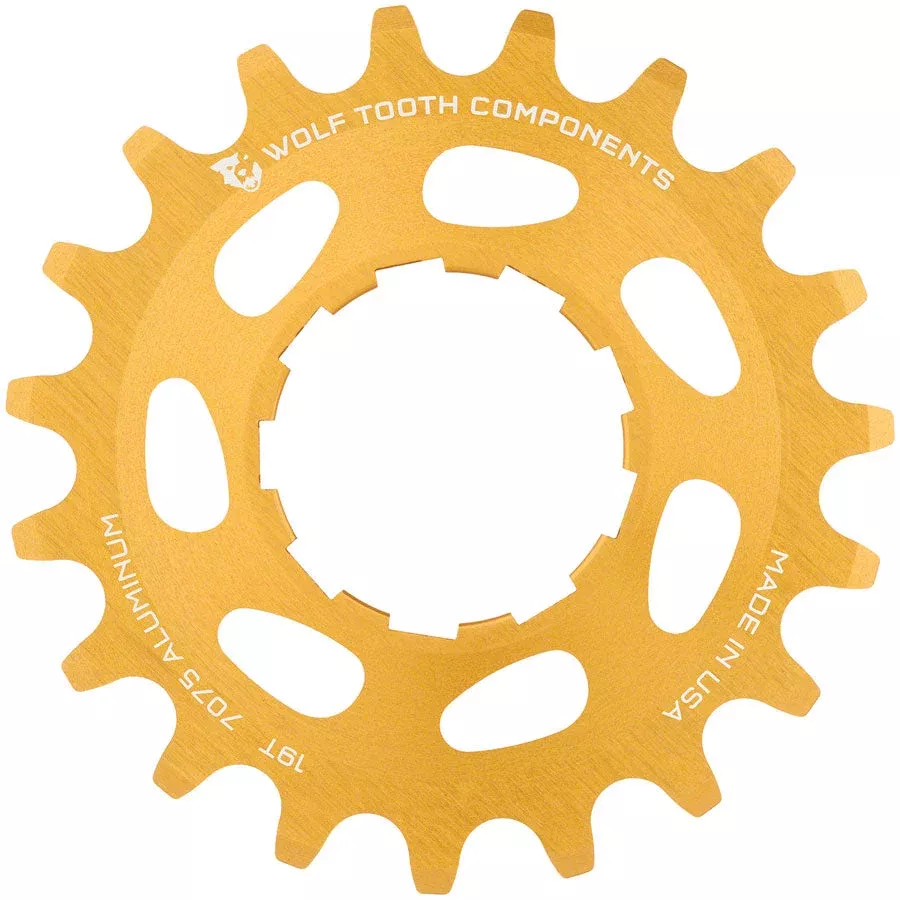Wolf Tooth Single Speed Aluminum Cog - 19t Compatible with 3/32" Chains Gold