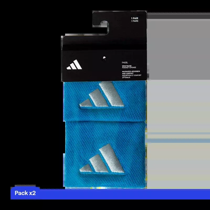 Wristband Adidas Cortas Azules Logo Grande