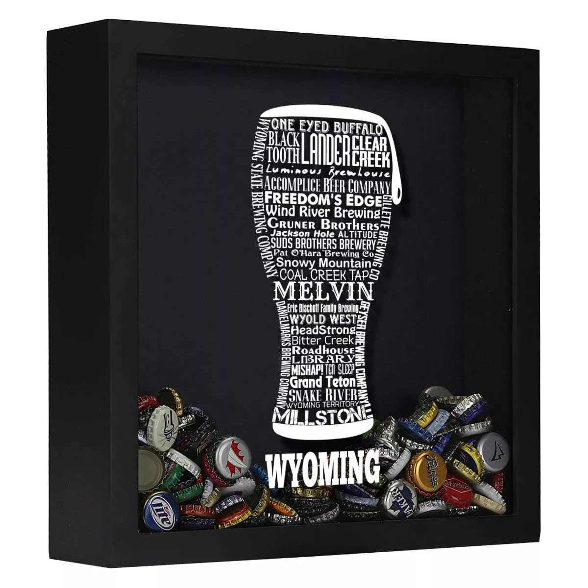 Wyoming Beer Typography Shadow Box
