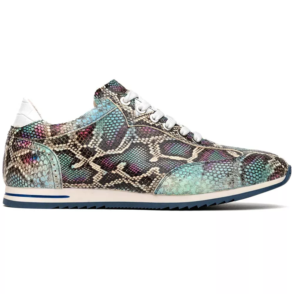 Zelli Peri Python Embossed Calfskin Sneakers Multi Blue (65-215-BLU)
