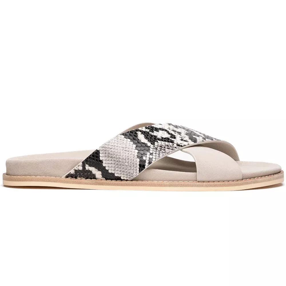 Zelli Rena Sueded Italian Goatskin & Python Slide Taupe (06-105-TPE)