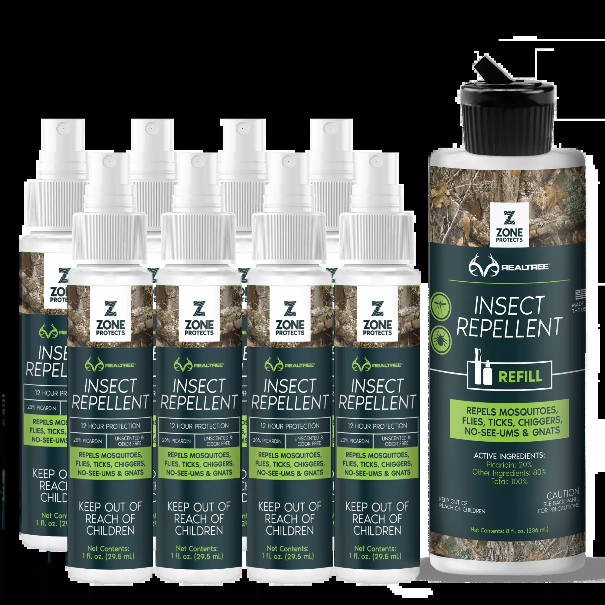 Zone Realtree Hunter's Pack Insect Repellent Spray, 1oz Case + Refill