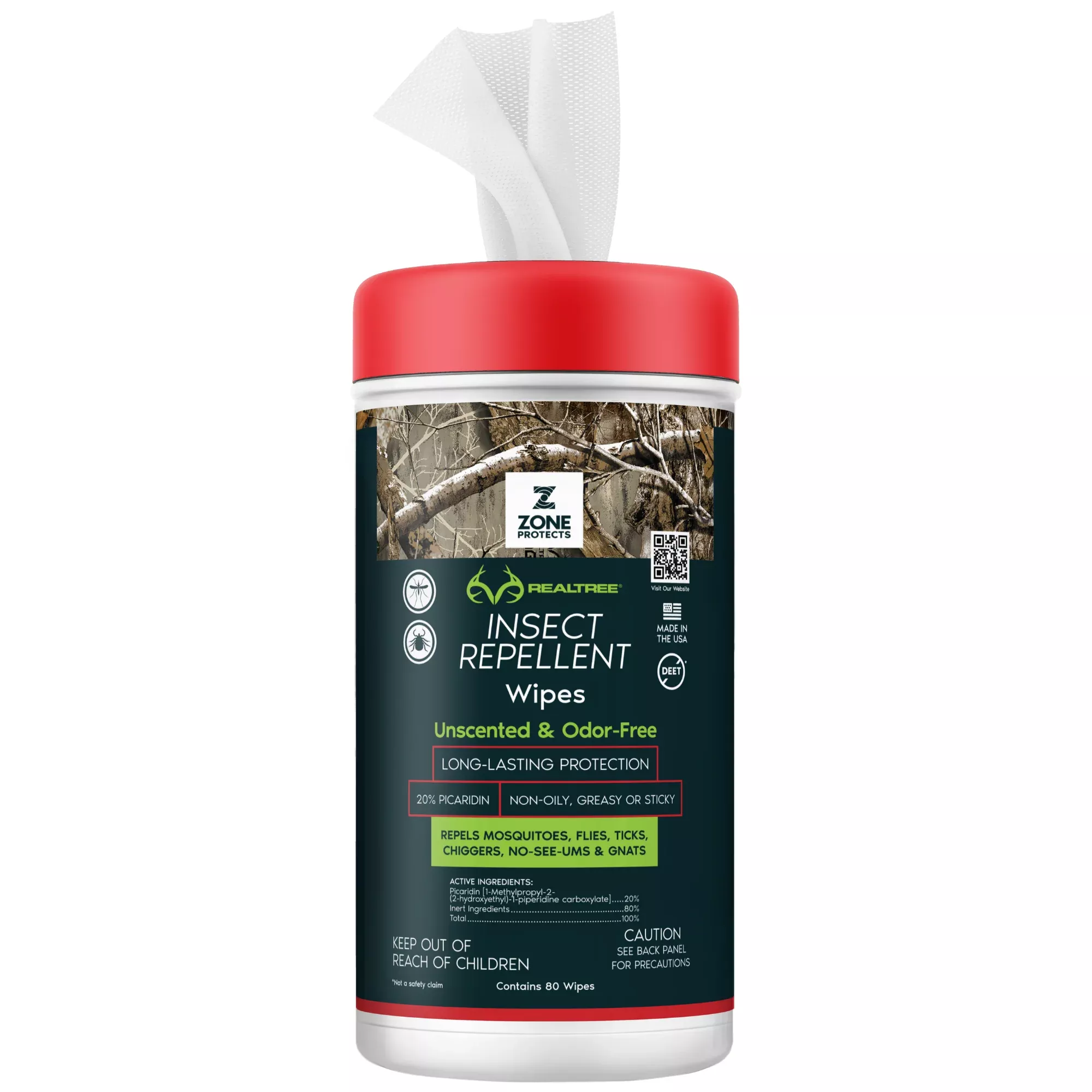 Zone Realtree Unscented Repellent Wipes