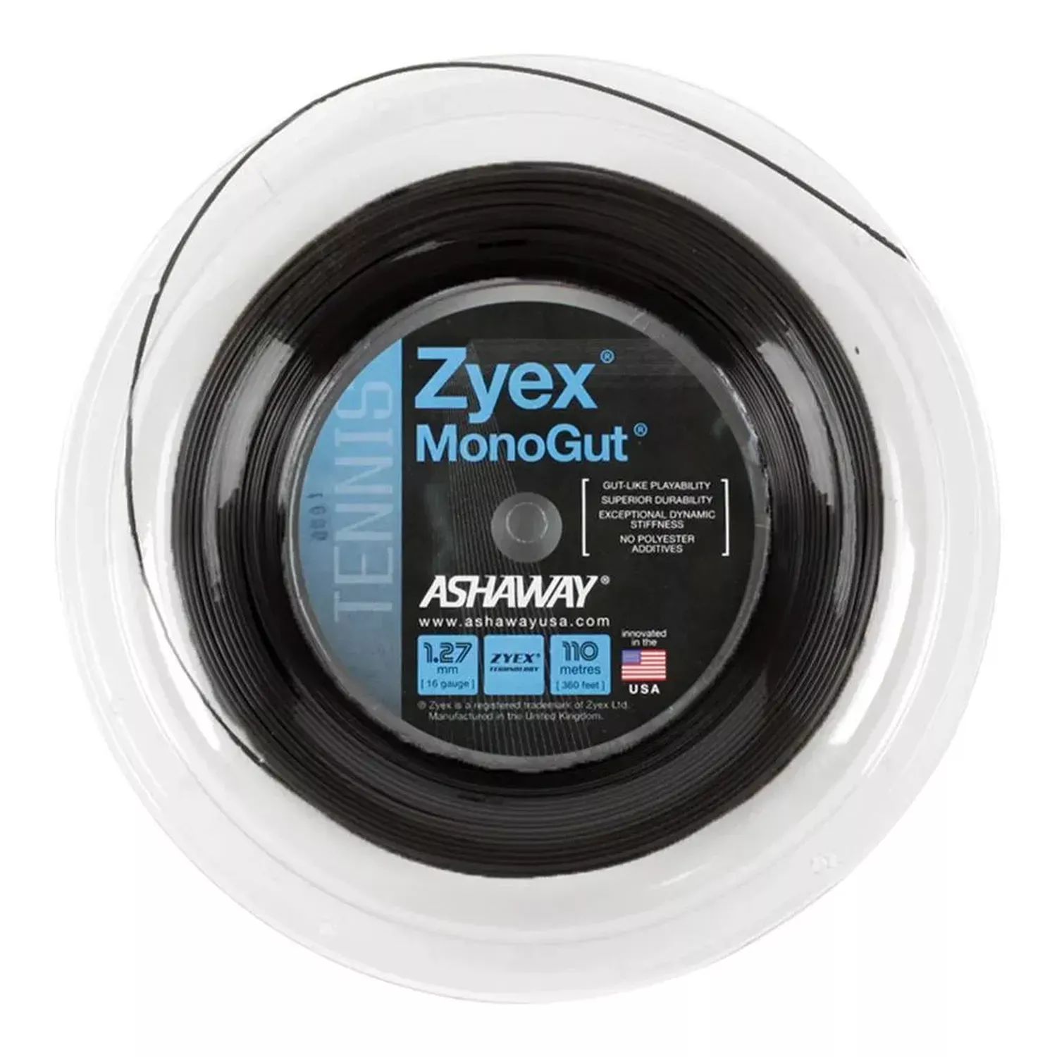 Zyex MonoGut 1.27/16G Tennis String Reel Black